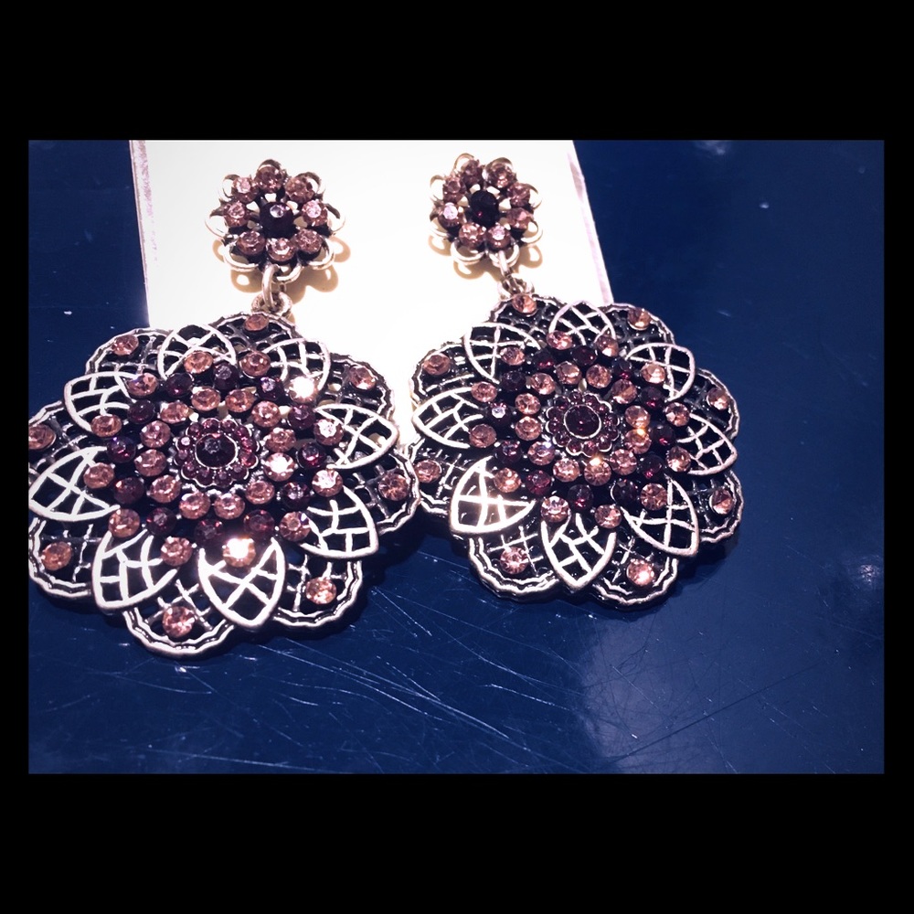 Crystal and silver hanging earrings